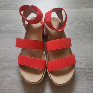 Time & Tru Women's Coral Strappy Platform Espadrille Casual Sandals Size 8